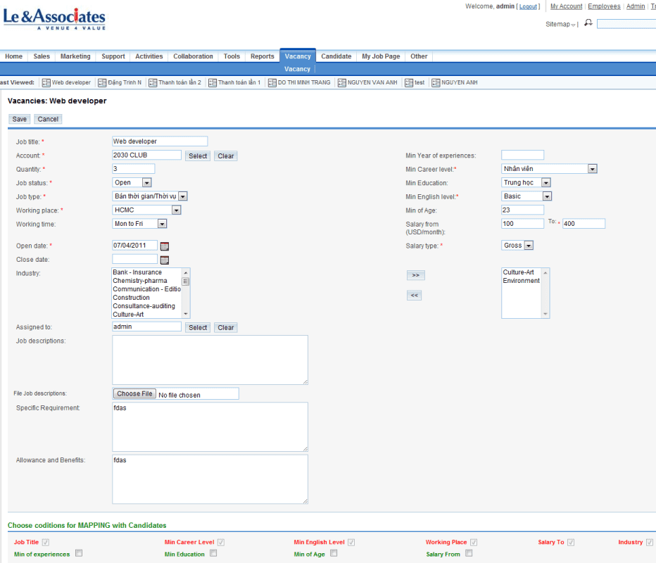 Triển khai phần mềm CRM cho L&A