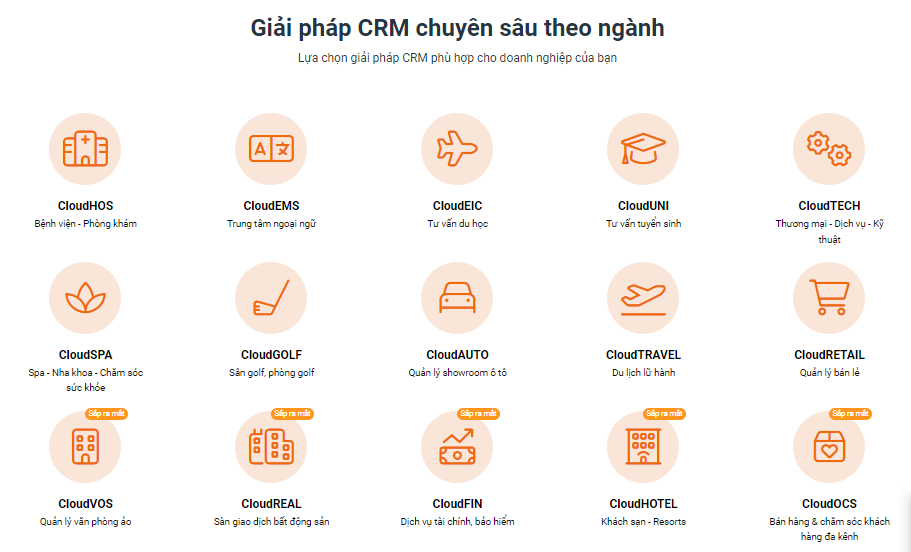 Các giải pháp CRM chuyên sâu theo ngành CloudPRO