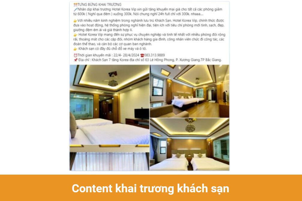 Content khai trương khách sạn