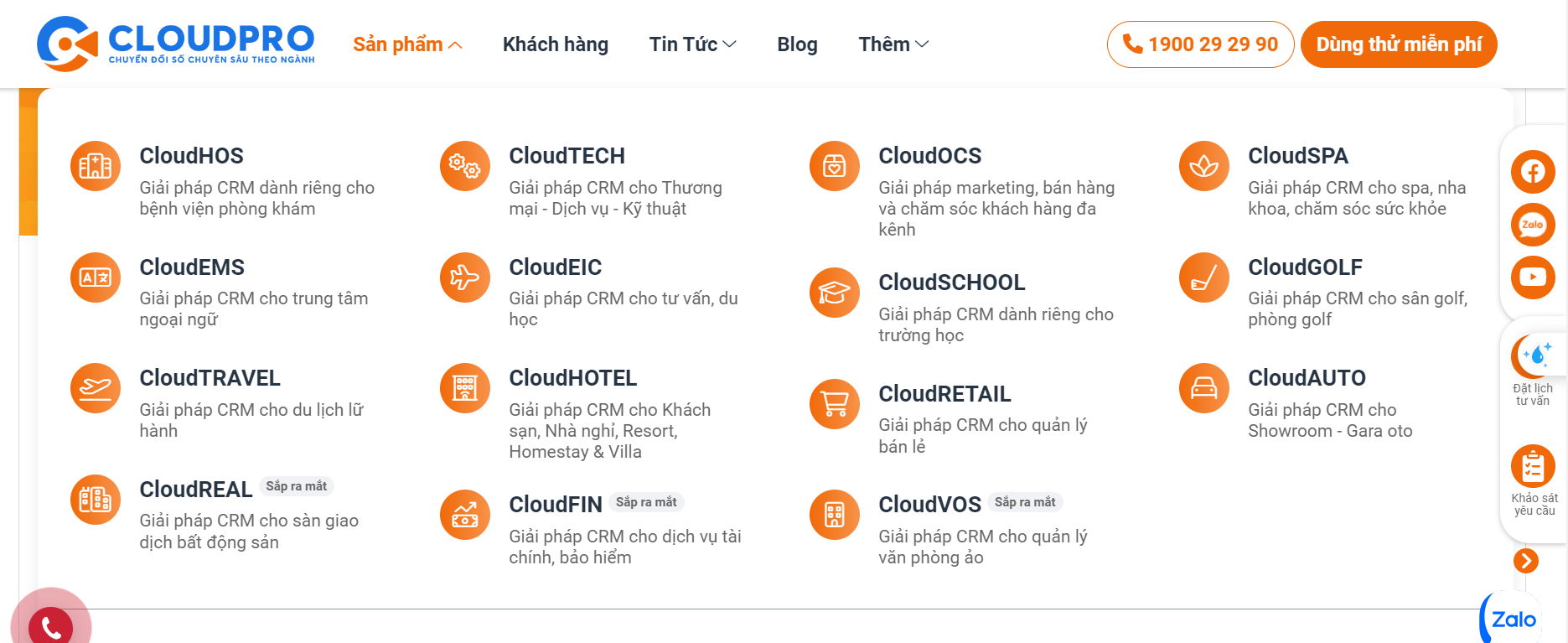 hệ sinh thái giải pháp của CloudPRO